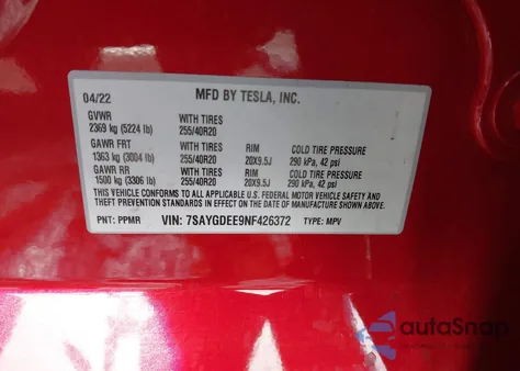 2022 Tesla Model Y Long Range Dual Motor All-Wheel Drive from USA, damaged, VIN 7SAYGDEE9NF426372